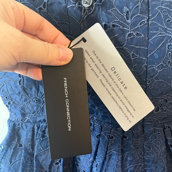 NWT French Connection Embroidered Strappy Midi Dress in Midnight Blue - Picture 11 of 17